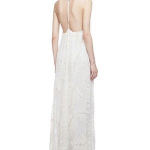 Alice and Olivia cream palm embroidery dress